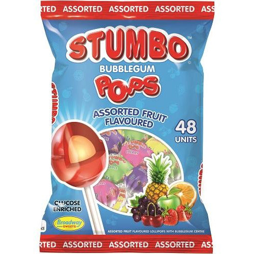 STUMBO ASSORTED FRUIT FLAVOURED LOLLIPOS 12 PIECES - Hippo Store