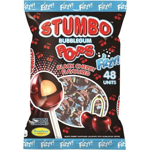 STUMBO BLACK CHERRY FLAVOUR LOLLIPOS 24 PIECES